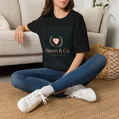 Haven & Co Heart Emblem T-Shirt — Rose Gold Gem Crest Tee