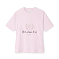 Haven & Co. Oversized Boxy Tee — Minimal Logo Cotton Shirt