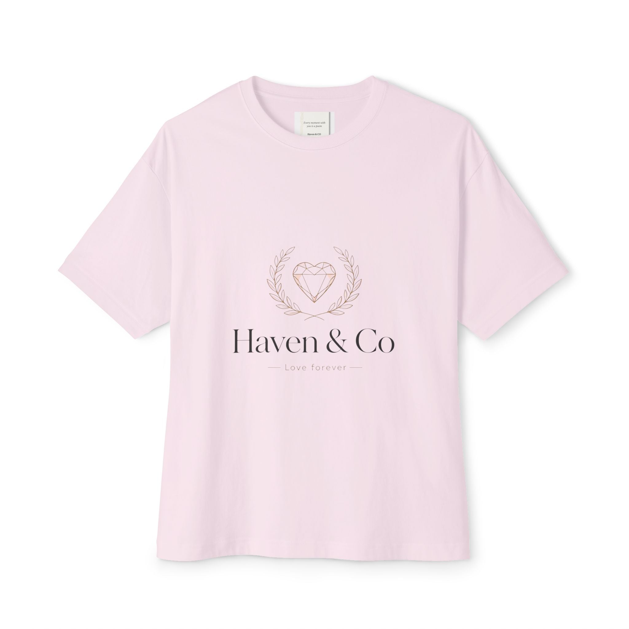 Haven & Co. Oversized Boxy Tee — Minimal Logo Cotton Shirt