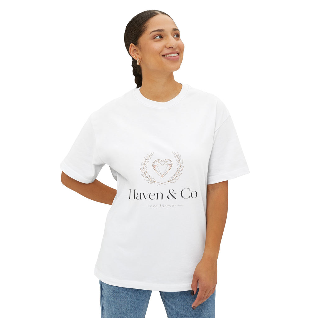 Haven & Co. Oversized Boxy Tee — Minimal Logo Cotton Shirt