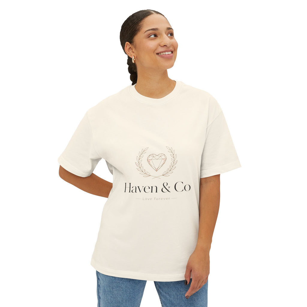 Haven & Co. Oversized Boxy Tee — Minimal Logo Cotton Shirt