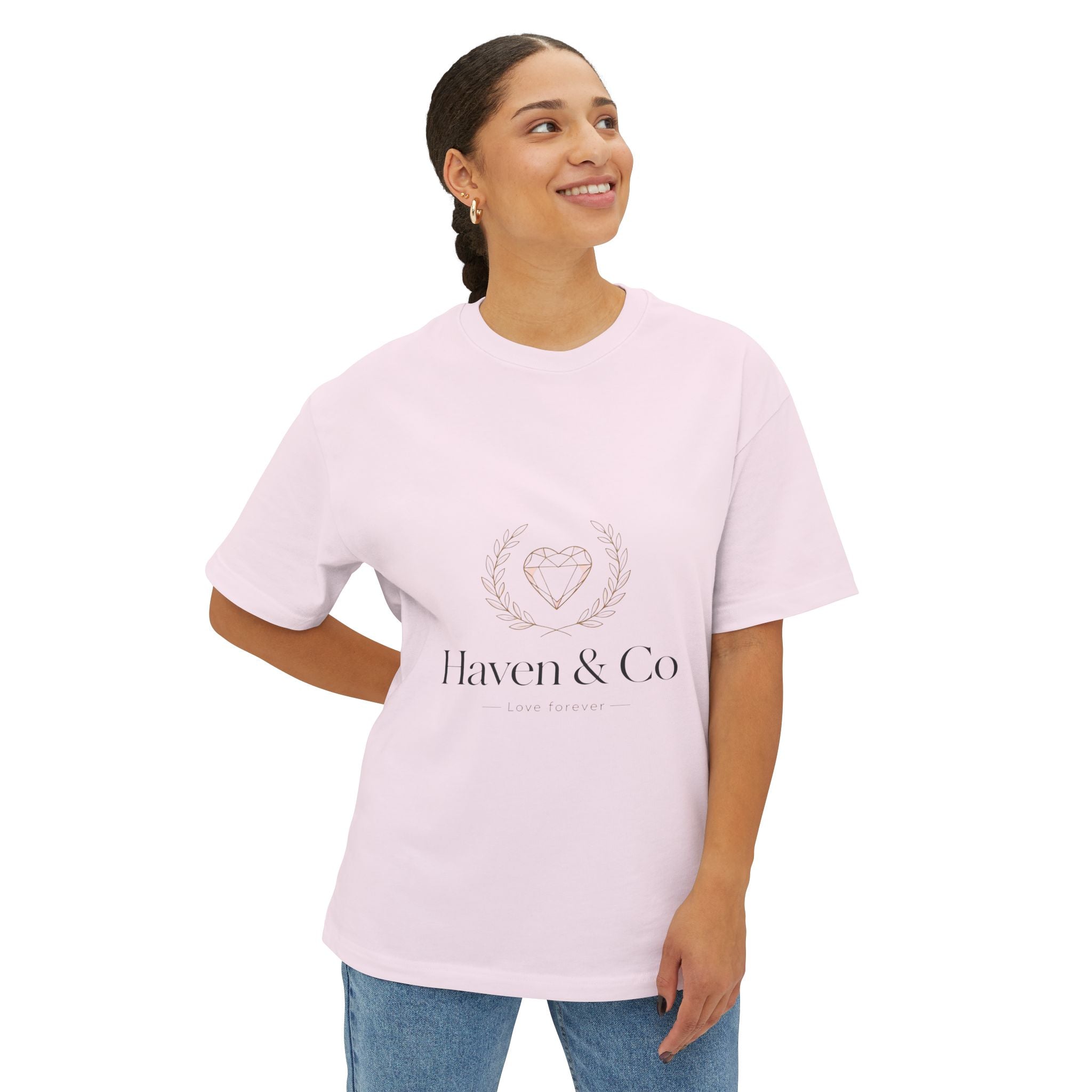 Haven & Co. Oversized Boxy Tee — Minimal Logo Cotton Shirt